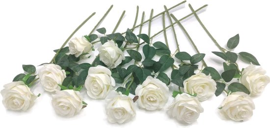 Pack of 12 Artificial White Roses 21 Inch Realistic Long Handled Artificial Flowers bol