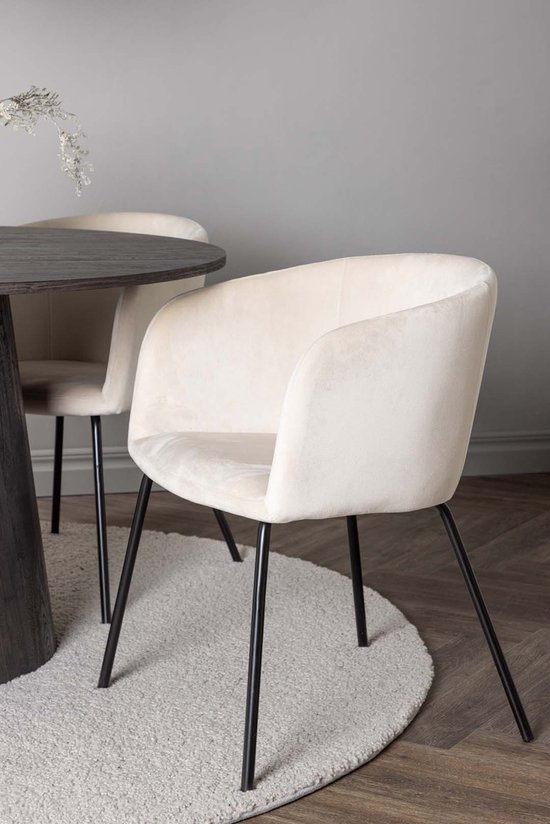Table à manger Lanzo moka et 4 chaises berit beige.