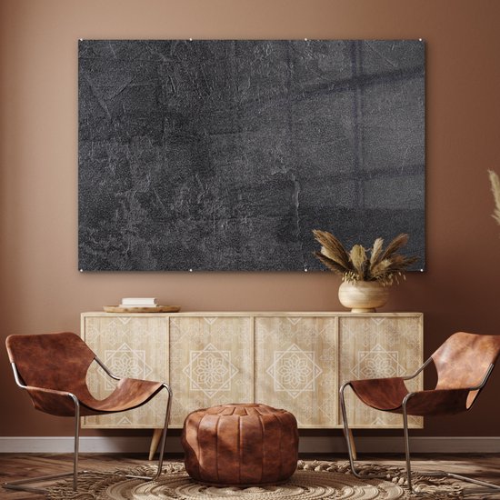 MuchoWow® Peinture sur verre 180x120 cm - Peinture sur verre acrylique - Ardoise - Béton - Natuursteen - Grijs - Industriel - Photo sur verre - Peintures