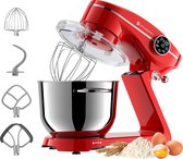 Robot culinaire KitchenBrothers - Écran tactile et minuterie - Robot culinaire - 6L - 1800W - Aluminium - Rouge
