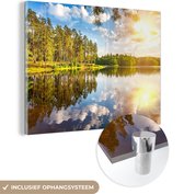 MuchoWow® Peinture sur verre 40x30 cm - Peinture sur verre acrylique - Arbres - Water - Soleil - Photo sur verre - Peintures