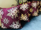 Pack of 5 Decorative cushion velvet with flower pattern, Rood Decorative cushions, Couch cushions, Gray Sofa Cushions, Cushion covers for living room, Velvet Square Pillow Case, Gray Blue and Gold decorative pillows, Christmas gifts for home