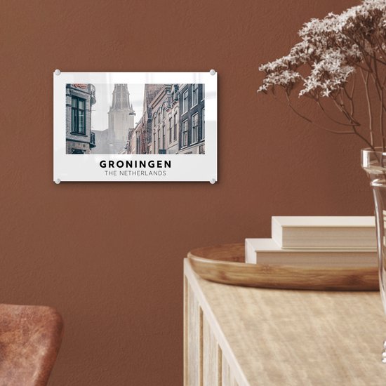 MuchoWow® Peinture sur Verre - Groningen - Nederland - Tour - 30x20 cm - Peintures sur Verre Acrylique - Photo sur Glas