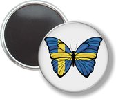 Button Met Magneet - Vlinder Vlag Zweden - NIET VOOR KLEDING
