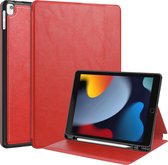 Case2go - Tablet hoes geschikt voor Apple iPad 10.2 (2021/2020/2019) - Business Wallet Book Case - Auto Wake/Sleep functie - Rood