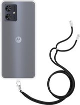 Cazy Soft TPU Telefoonhoesje met Koord - geschikt voor Motorola Moto G54 5G - Toestel Hoesje met Koord - Transparant