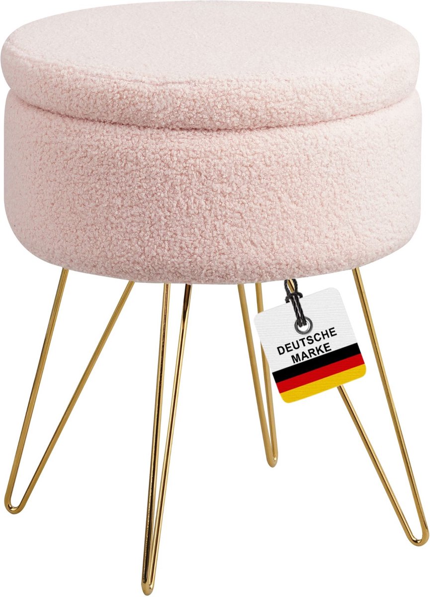 Albatros Kruk met Opbergruimte Cannes - Kruk met Opbergruimte, Modern Ontwerp, Edele Fluwelen of Sherpa Bekleding - Kruk of Bank met Opbergruimte - Optimaal als Voetenbankje of Kaptafel Kruk