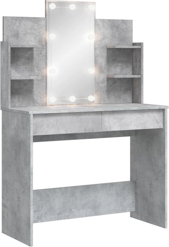 Vidaxl coiffeuse avec lumières led sonoma gris 90x42x132,5 cm