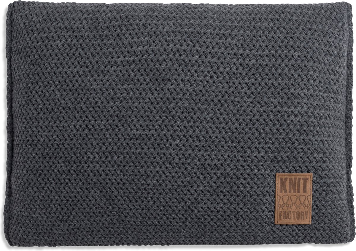 Knit Factory Maxx Sierkussen - Rechthoekig kussen - Kussen woonkamer - Bank kussen - Decoratie kussen - Antraciet - 60x40 cm - Kussenhoes inclusief kussenvulling