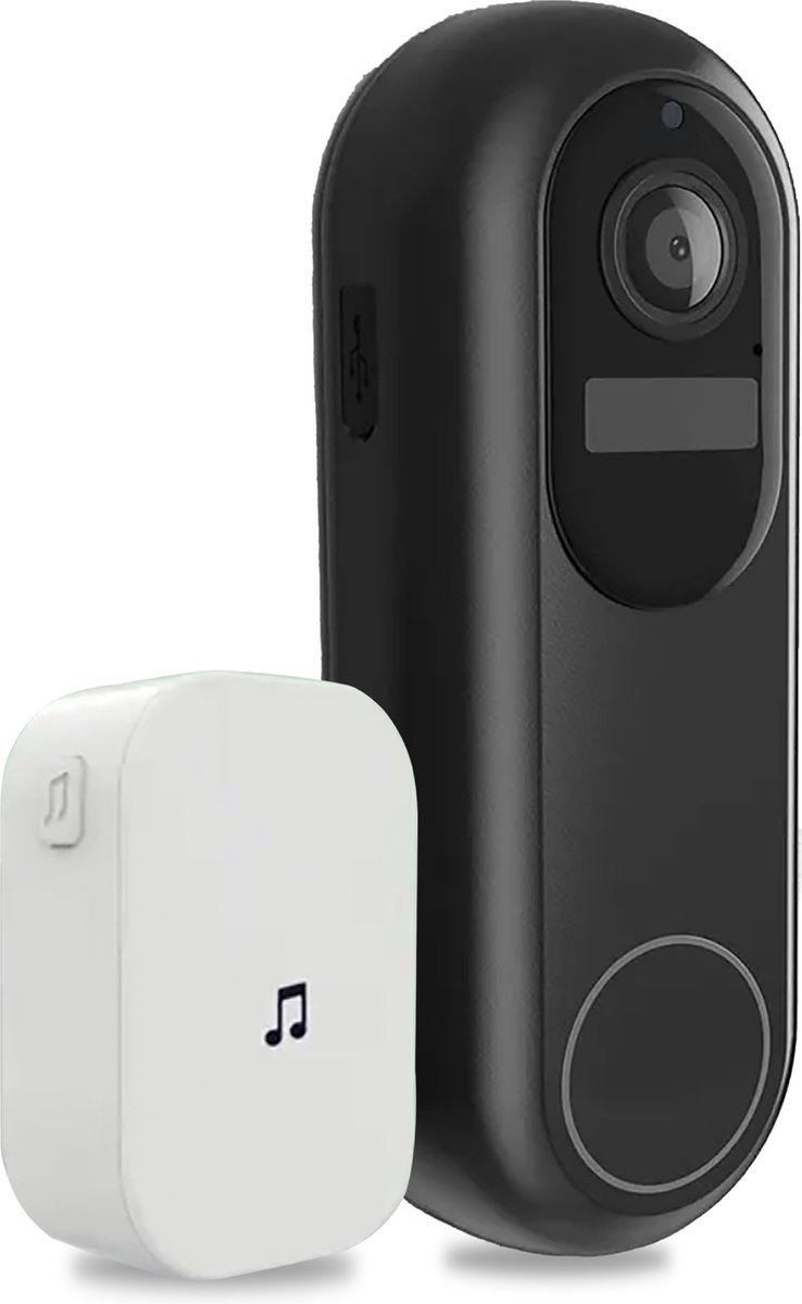 Video deurbel met camera en wifi - Draadloos op accu met 1080P Inclusief draadloze gong (t-ring geluid, slimme deurbel) en 32GB SD kaart.