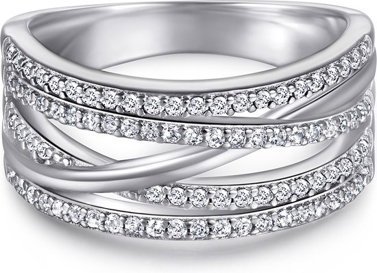 Estrella - Platinum Moissanite Cross- PlatinumOver Lijnen Ring