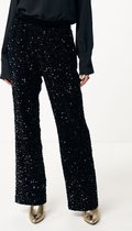 Straight Leg Sequins Broek Dames - Zwart - Maat M