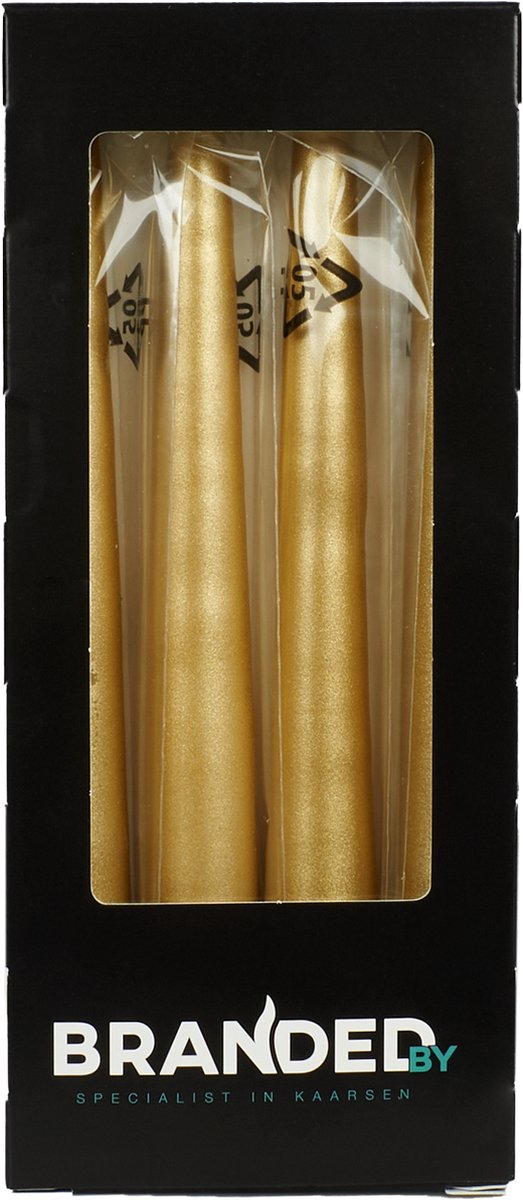 Branded by gouden dinerkaarsen - 2,2x19,5cm - 5h