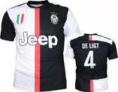 Juventus Replica Matthijs de Ligt Thuis Voetbalshirt Seizoen 2019/2020 Zwart / Wit, Maat:  XL