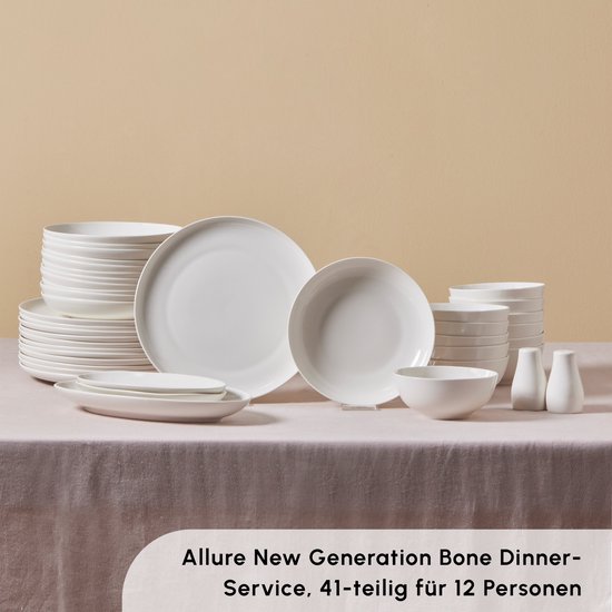 Karaca Allure Serviesset 41-delig - 12 Personen - New Generation Bone - Wit - Luxe Porseleinen Servies - Vaatwasserbestendig — afbeelding 2