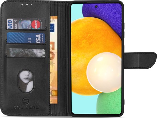 Étui Samsung Galaxy S22 - Solidenz Bookcase S22 - Étui téléphone S22 - Étui S22 avec porte-cartes - Étui de protection - Noir
