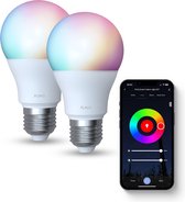 FlinQ Smart E27 - Slimme Lampen - Led lamp - RGB - Alexa & Google Assistant - 2-pack - Wit