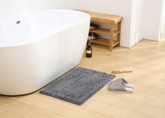 Badkamerset, badkamermattensets 3-delige antislip chenille badmat en -mat-sets, absorberende badmat voor badkuip, douche, badkamer (40x60_50x80_50x50x50cm, donkergrijs)