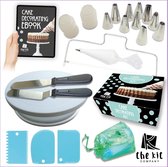 Kit de décoration de gâteau | Accessoires et outils de 49 pièces, y compris un eBook | Douilles à douille professionnelles, plateaux tournants à gâteaux, spatules à glaçage, poches à douille et jeux de douilles à douille