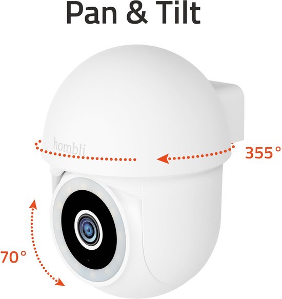 Hombli Pan & Tilt - Beveiligingscamera - Bewakingscamera voor buiten - Floodlight camera - Outdoor camera - 2K - Gekleurd Nachtzicht - Bewegingsdetectie - Volgfunctie - Wit van Hombli — afbeelding 3