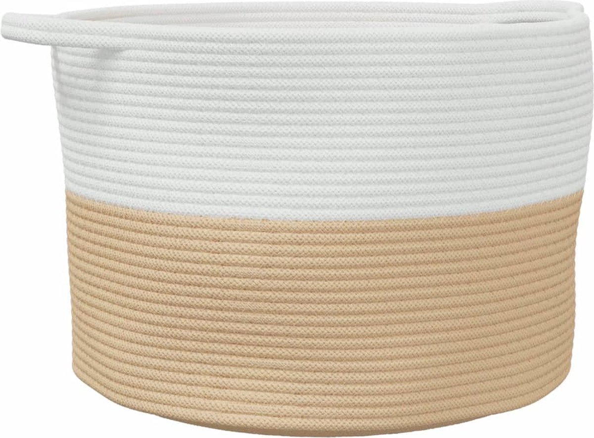 Goedkoopste vidaXL - Wasmand - Ø - 55x36 - cm - katoen - beige - en - wit