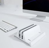 Support vertical pour ordinateur portable - blanc - réglable - vertical - aluminium - 4 en 1 avec 2 emplacements, peu encombrant pour MacBook - notebook - iPad - ordinateurs portables jusqu'à 17,3 pouces