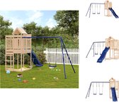 vidaXL Speeltoren met Glijbaan en Dubbele Schommel - 362 x 373 x 238 cm - Massief grenenhout - Geschikt voor kinderen van 3-8 jaar oud - Max - gewicht per gebruiker- 45 kg - Speeltoestellencombinatie
