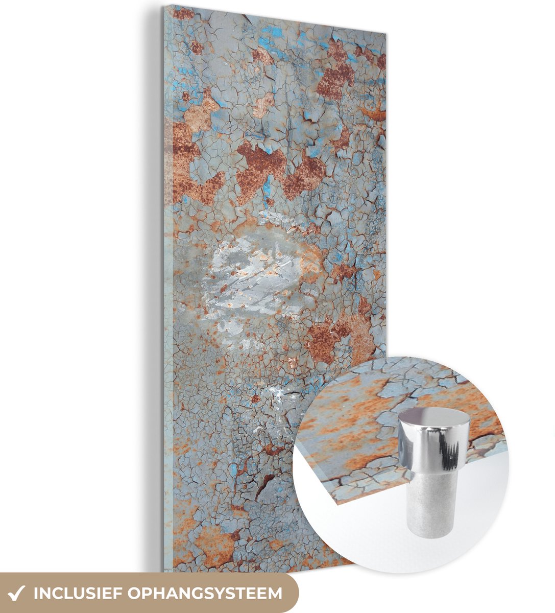 ® Glasschilderij 20x40 cm - Schilderij acrylglas - Roest - Verf - Metaal - Foto op glas - Muurdecoratie woonkamer - Wanddecoratie slaapkamer - Schilderijen