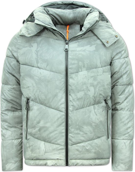 Puffer Jacket - Jassen Heren Winter Capuchon - Grijs / Reflector