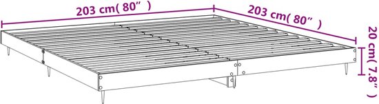 vidaXL Cadre de lit Bois traité Chêne fumé 200 x 200 cm
