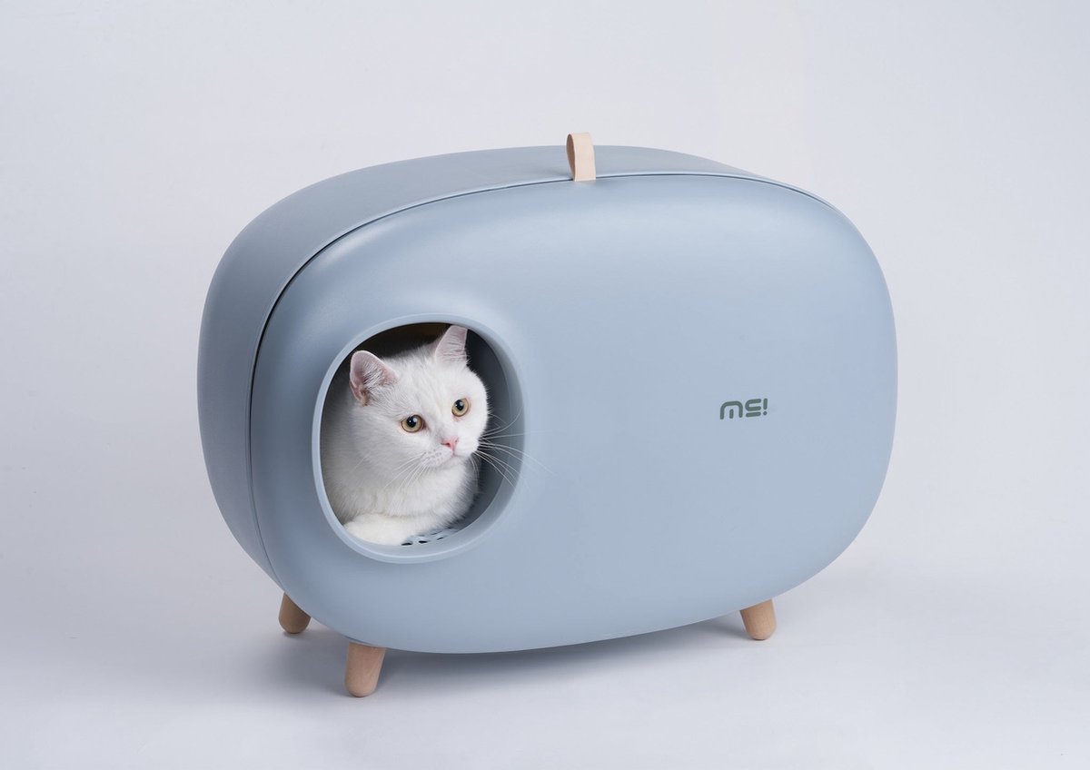 Makesure kattenbak - one size fits all - designprijs winaar - licht blauw