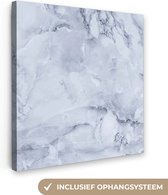 Canvas Schilderij Marmer - Plamuur - Blauw - 50x50 cm - Wanddecoratie