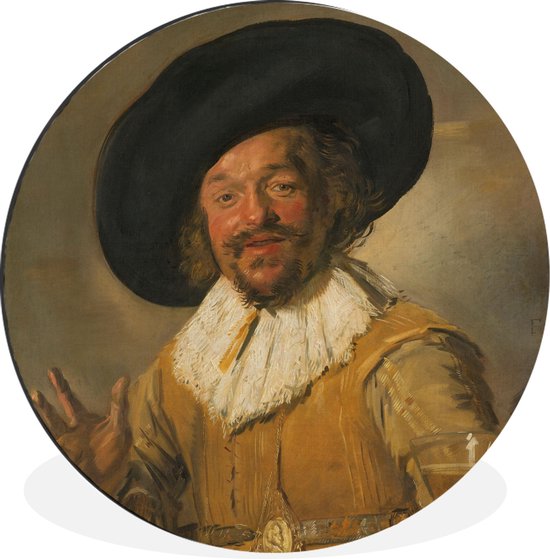 WallCircle - Wandcirkel - Muurcirkel - De vrolijke drinker - Schilderij van Frans Hals - Aluminium - Dibond - ⌀ 30 cm - Binnen en Buiten