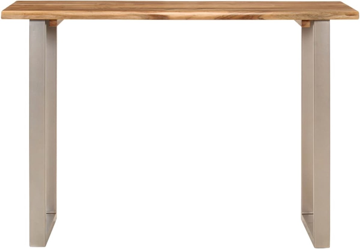 vidaXL Eettafel - 110x50x76 - cm - massief - acaciahout Zilver