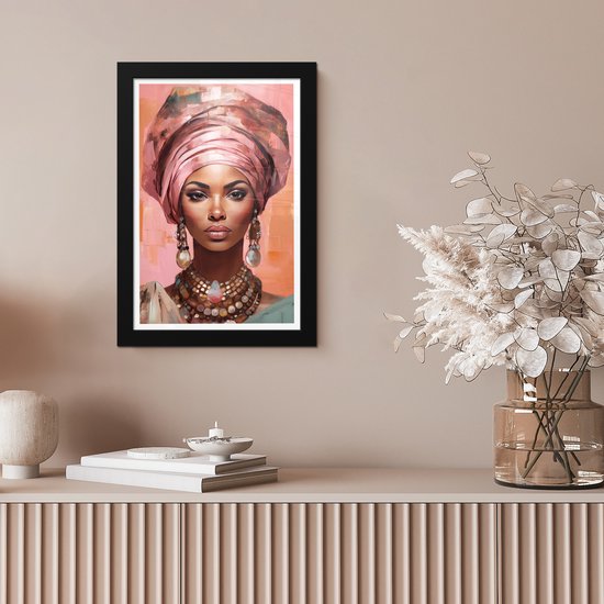 Cadre photo avec affiche 20x30 cm - Portrait de femme - Photo dans cadre  abstrait rose... | bol