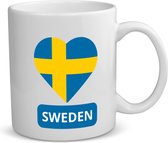 Akyol - sweden vlag hartje koffiemok - theemok - Zweden - reizigers - toerist - verjaardagscadeau - souvenir - vakantie - 350 ML inhoud