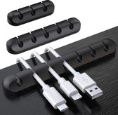 Kabel Organiseer Zwart - 5 kabels - Kabel houder- Kabel Clips - Silicoon- USB Winder - Bureau organiseer - Zelfklevend
