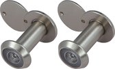 AMIG deurspion/kijkgat - 2x - mat zilver- deurdikte 35 tot 60mm -160 graden kijkhoek -14mm boorgat