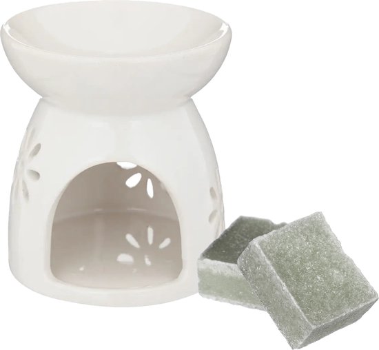 Amberblokjes/geurblokjes cadeauset - jasmijn geur - inclusief geurbrander