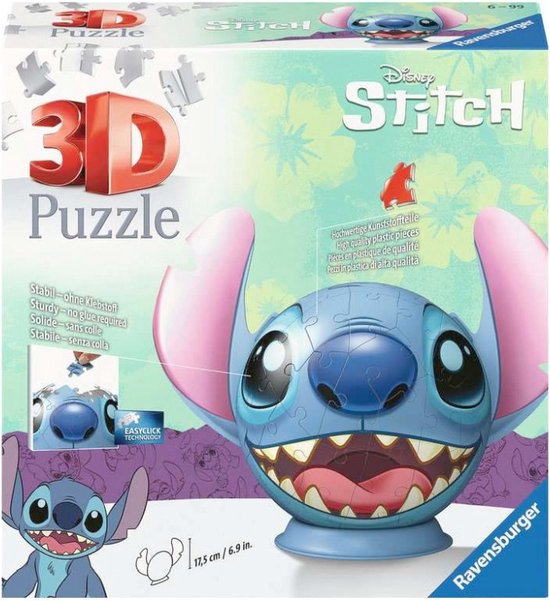Ravensburger Disney Stitch met oren - 3D Puzzel 72 Stukjes | bol
