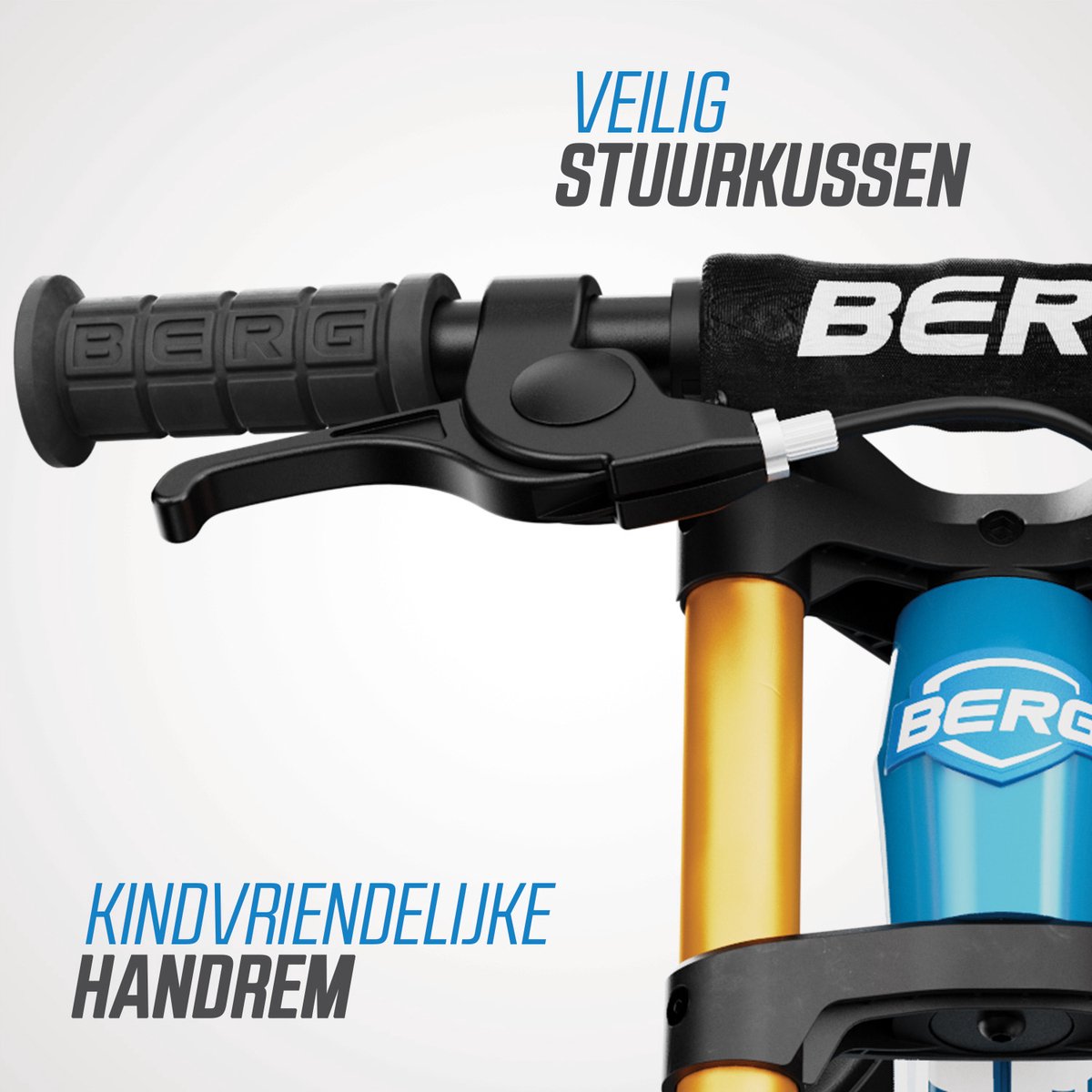 BERG Biky Cross Blue Loopfiets - 12 inch - Met handrem - Lichtgewicht frame van magnesium - Verstelbaar zadel - 2,5+ Jaar - Blauw — afbeelding 2