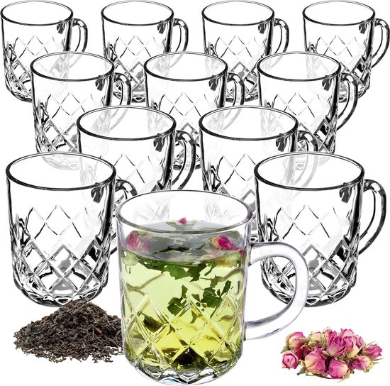 KADAX Theeglazen 350 Ml, 4 Stuks, Glazen Met Handvat Vaatwasmachinebestendig Drinkglazen Voor Koffie Thee Water Sap Drank Tuin Sapglazen Waterglazen Glazenset Kopjes 1893667935
