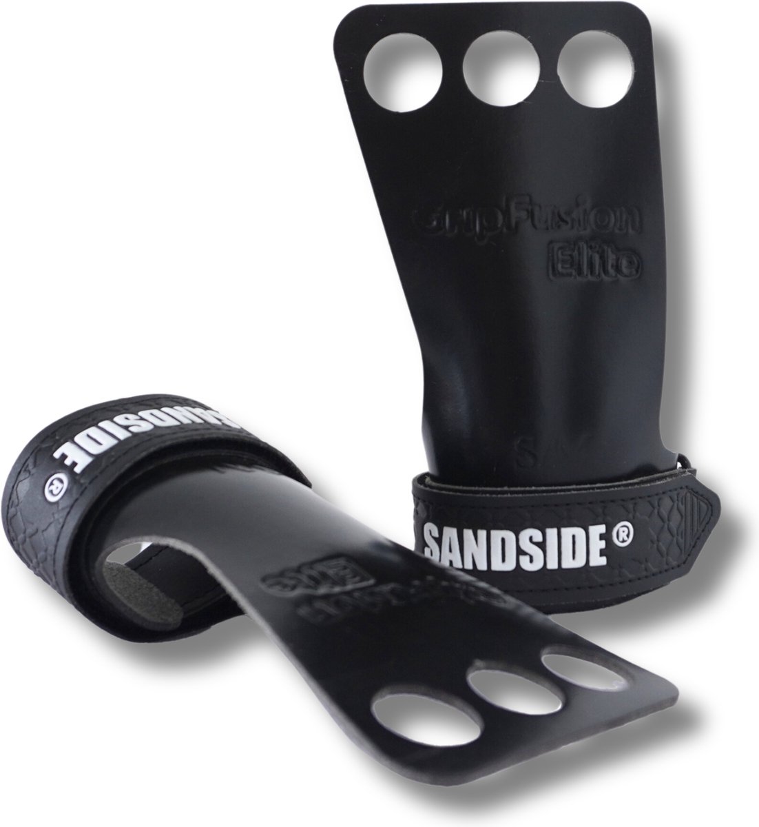 Sandside CrossFit Grips Elite 2.0 - Sticky Hand Grips - No Chalk - Fitness Handschoenen - 3 Hole Hand Grips - Pure Black S/M