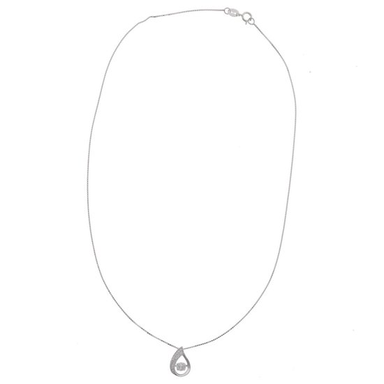 Behave Ketting - minimalistisch - met druppel hanger - zilver kleur - dames - stainless steel - steentjes - 40 cm