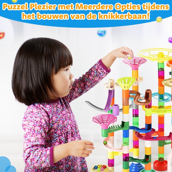 JUST23 Knikkerbaan Ultimate Set - Marble Run - 150 Onderdelen - Glow in the dark knikkers 30ST - Speelgoed van 3 Tot 13 Jaar