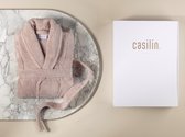 Casilin - Unisex Badjas Fleece en Katoen Badstof - Dames en Heren - Cadeau incl Luxe Geschenkdoos - Roze - Maat XL