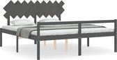 vidaXL - Seniorenbed - met - hoofdbord - massief - hout - grijs