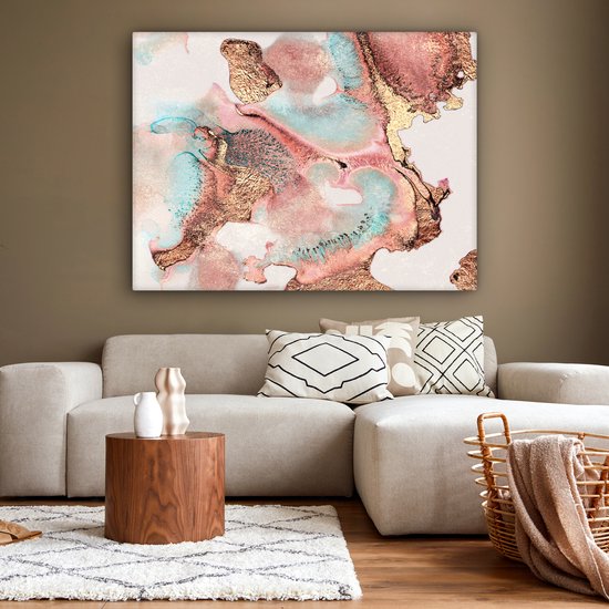 Tableau sur toile Encre - Pastel - Abstrait - 160x120 cm - Décoration murale XXL