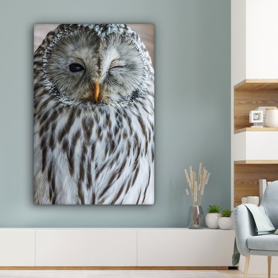 Peintures sur toile Hibou - Ressorts - Portrait - 90x140 cm - Décoration murale