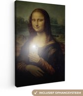 Oude Meesters Canvas - 80x120 - Canvas Schilderij - Mona Lisa - Telefoon - Da Vinci